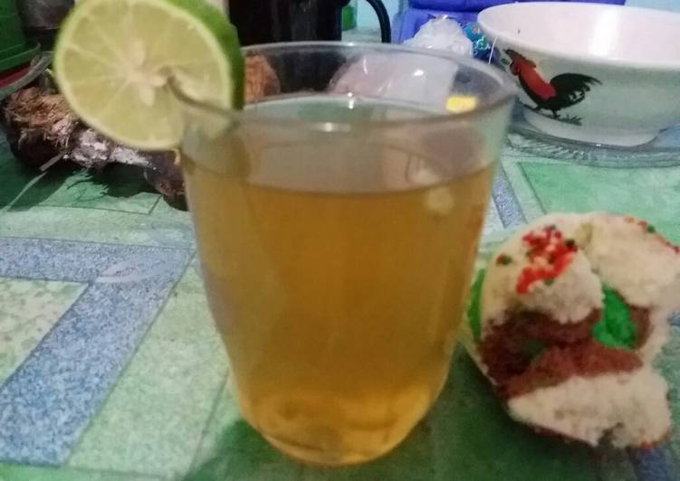 bahan dan cara membuat Green tea with honey and lemon