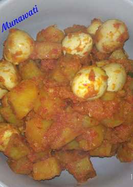 Balado telur puyuh + kentang