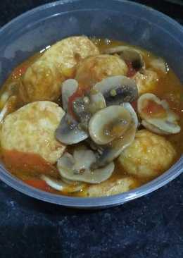 Tumis jamur tofu telur puyuh saus tiram