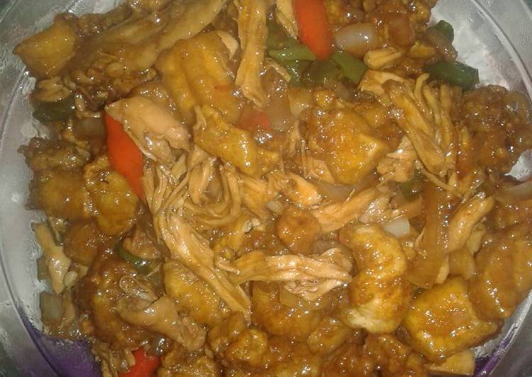 resep makanan Tahu teriyaki ayam suwir