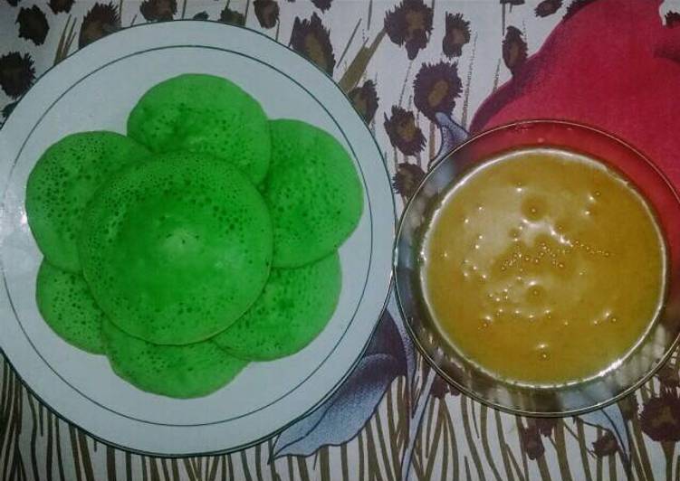 Resep Serabi pandan kuah kinca - Sartika Lily