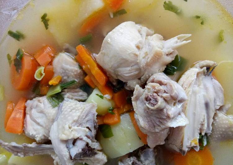 bahan dan cara membuat Sup ayam kampung