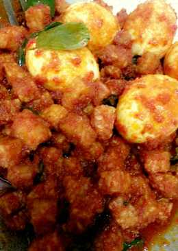 Tempe dadu + telor balado