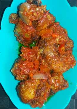 Ikan goreng baronang bumbu pedas
