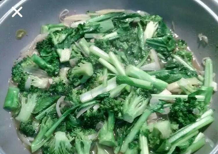 resep Cah brokoli sawi vegetarian