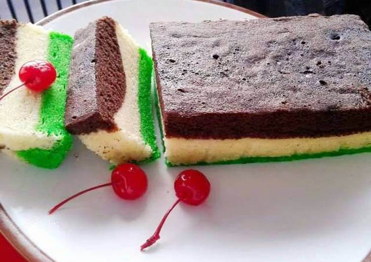 resep masakan Cake coklat pandan susu kukus