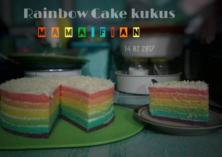 Resep Rainbow cake kukus ny. Liem super lembut?? Karya Mama Fian