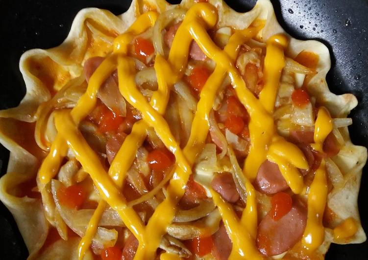 resep masakan Pizza teflon Jamur dan Sosis ?