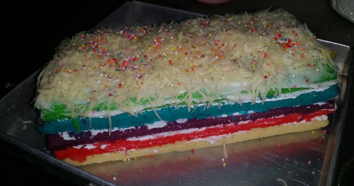 Resep Rainbow cake keju kukus