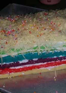 Rainbow cake keju kukus