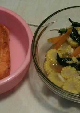 Tumisan sayur & goreng ikan salmon