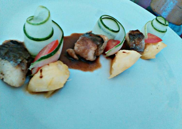 resep lengkap untuk Snapper Cube with Vegetable Pure of Malbi