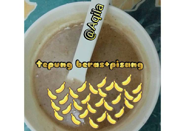 resep makanan Mpasi 6bulan.. tepung beras organik + pure pisang