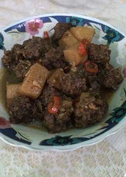 Tumis teriyaki bola daging kentang