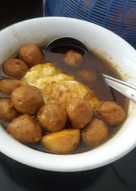 Semur telur dadar bakso sapi...super pedess...endess..dess...des