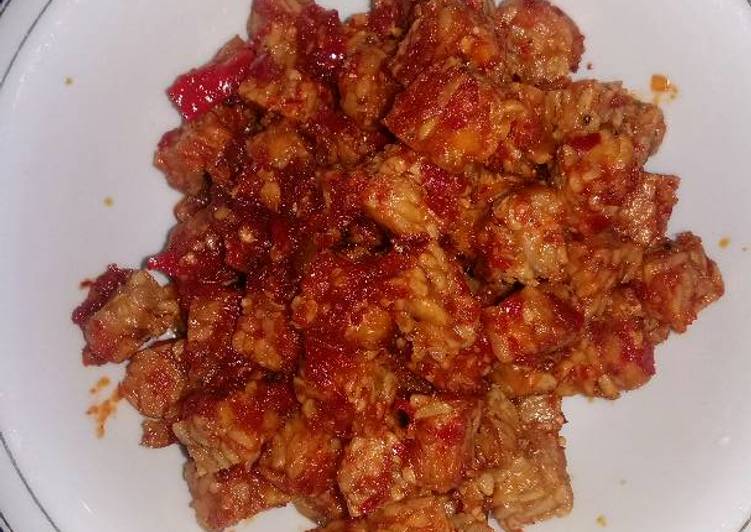 bahan dan cara membuat Sambal tempe pedas manis