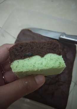 Brownies kukus coklat pandan mudah