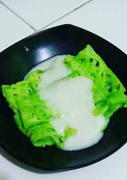 Roti jala pandan tanpa telur dengan vla durian 