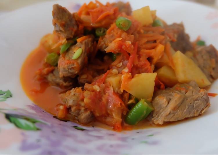 resep lengkap untuk Sambel Daging kentang buncis wortel