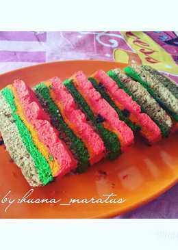 Rainbow cake ala bunda husna simple dan praktis kukus