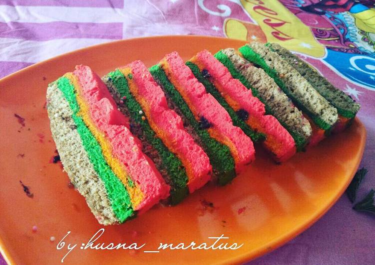 gambar untuk resep makanan Rainbow cake ala bunda husna simple dan praktis kukus