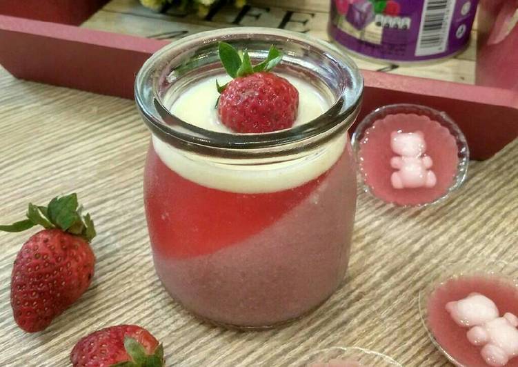 gambar untuk cara membuat Puding Copan Strawberry