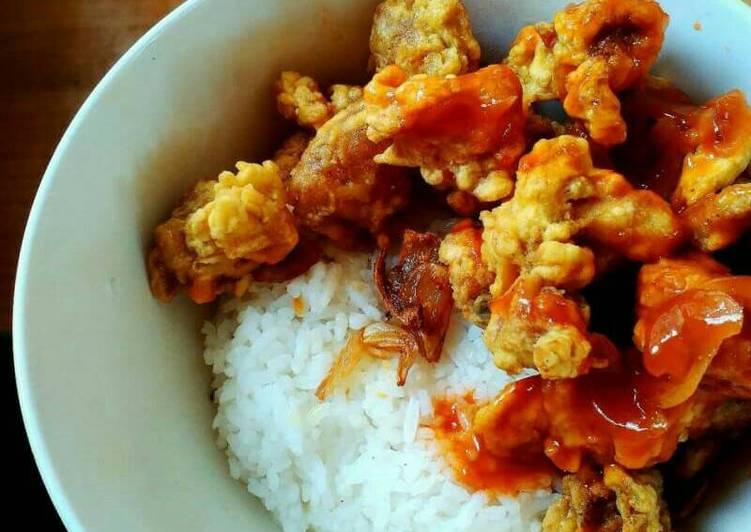 bahan dan cara membuat Ayam Popcorn Saus Oriental