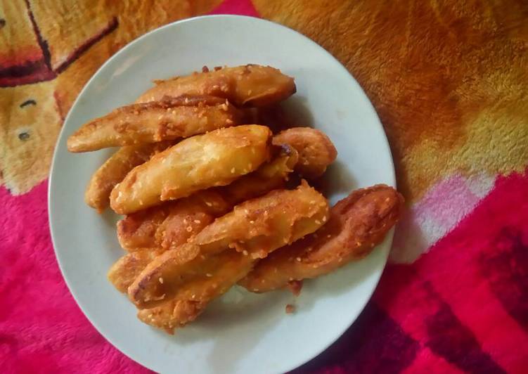 cara membuat Pisang goreng crispy wijen susu keju