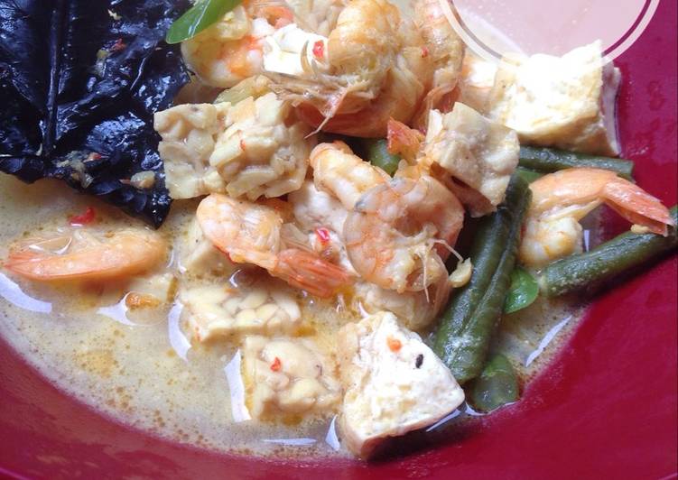 resep lengkap untuk Kuah santan tahu Tempe udang plus Kacang panjang