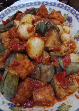 Terong balado mix telur puyuh dan tempe