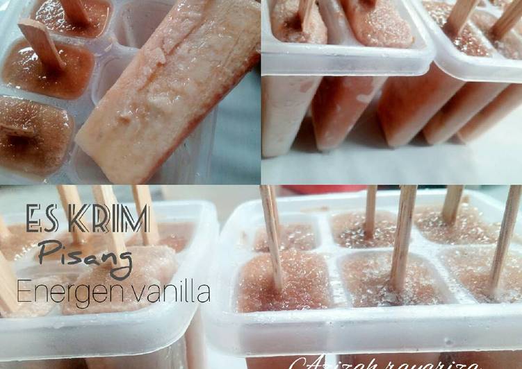 resep lengkap untuk Es stik pisang Energen vanilla