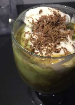 Avocado with coffee and vanilla ice cream