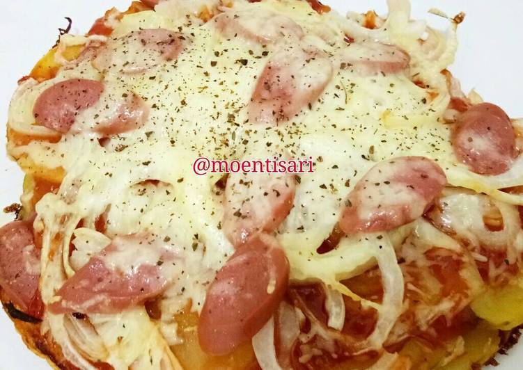 bahan dan cara membuat Potato pizza (pizza kentang)