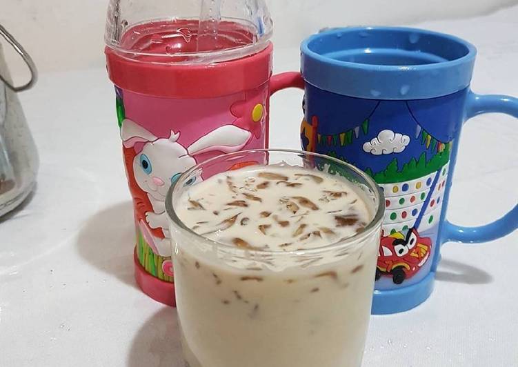 resep masakan Es teh tarik &cincau serut