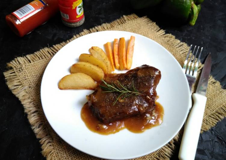 gambar untuk resep makanan Steak Daging Sapi Saus Lada Hitam