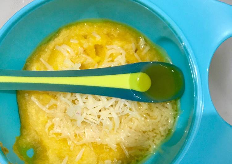 gambar untuk cara membuat Mpasi 6 bulan bubur nasi kabocha keju