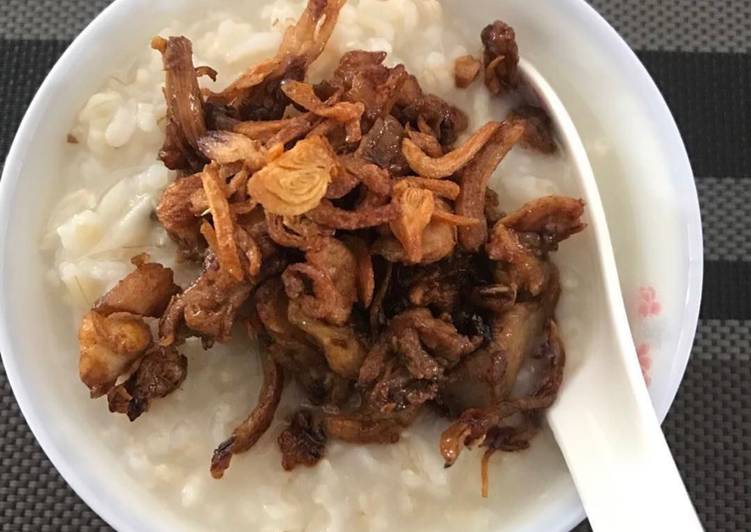 resep lengkap untuk Eco brown rice porridge/ bubur beras perang