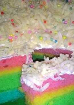 Steam Rainbow cake irit 2 telur aja..ðŸ˜˜