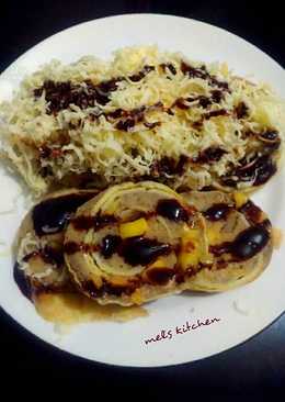 Rollade Pisang Nangka topping Coklat Keju