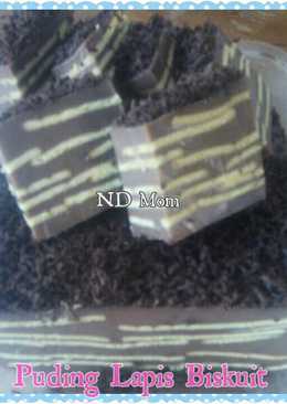 Puding susu coklat lapis biskuit