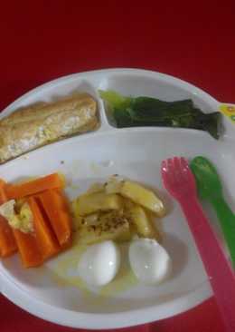 Menu BLW Potato Wadges Telur puyuh Tumis Sayur