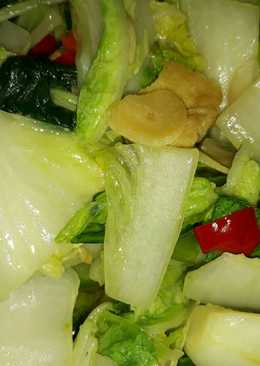 Tumis pokcoy sawi putih tahu