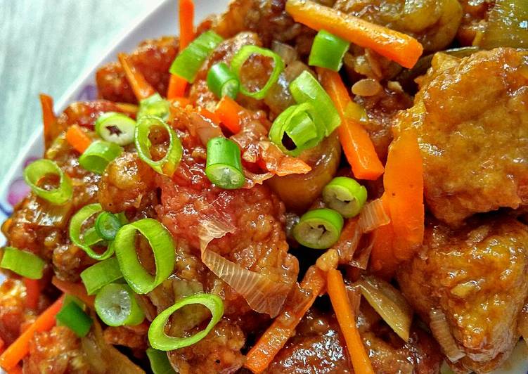 resep masakan Ayam dan bola tahu saus teriyaki