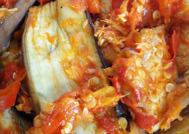 resep makanan Ayam terong sambal pecak (no minyak)