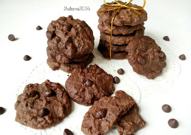 resep makanan Double Chocolate Cookies Enak Renyah