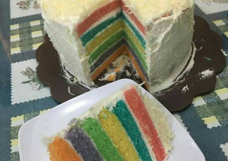 Resep Rainbow cake kukus - Dian Nirwana