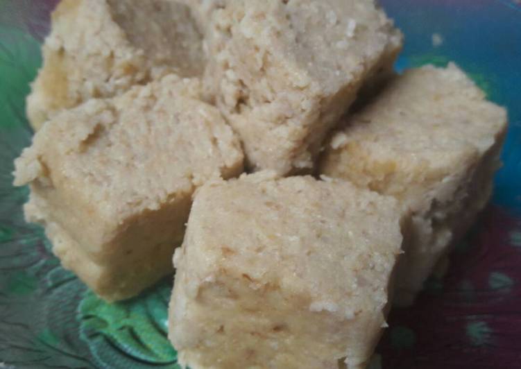 bahan dan cara membuat Steamed Opitanamaju (Oat, pisang,tahu, nasi, madu,keju) (mpasi1+