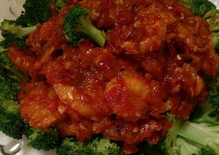 resep makanan Udang Sambal Brokoli