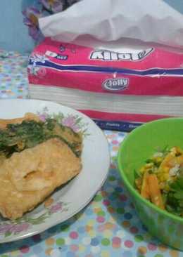 Gorengan bayam+sayur tumis sederhana