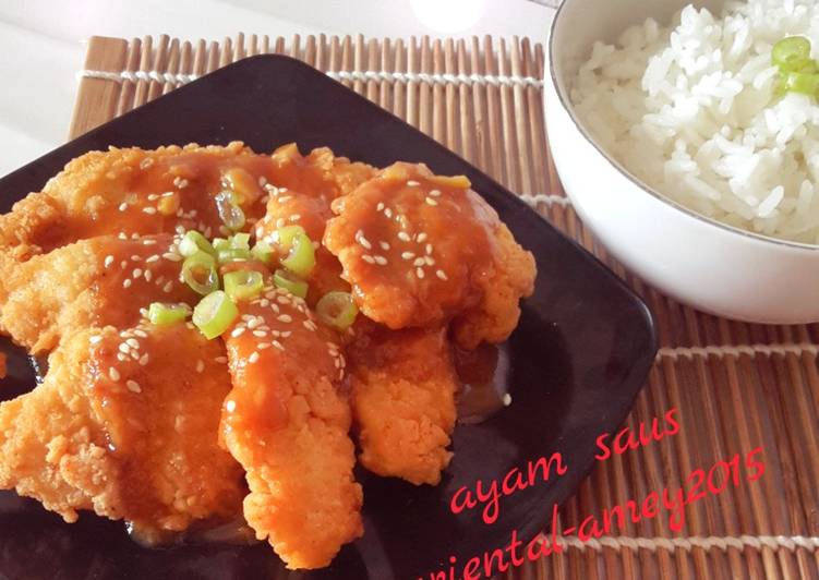 Resep Ayam wijen saus oriental oleh amei - Cookpad